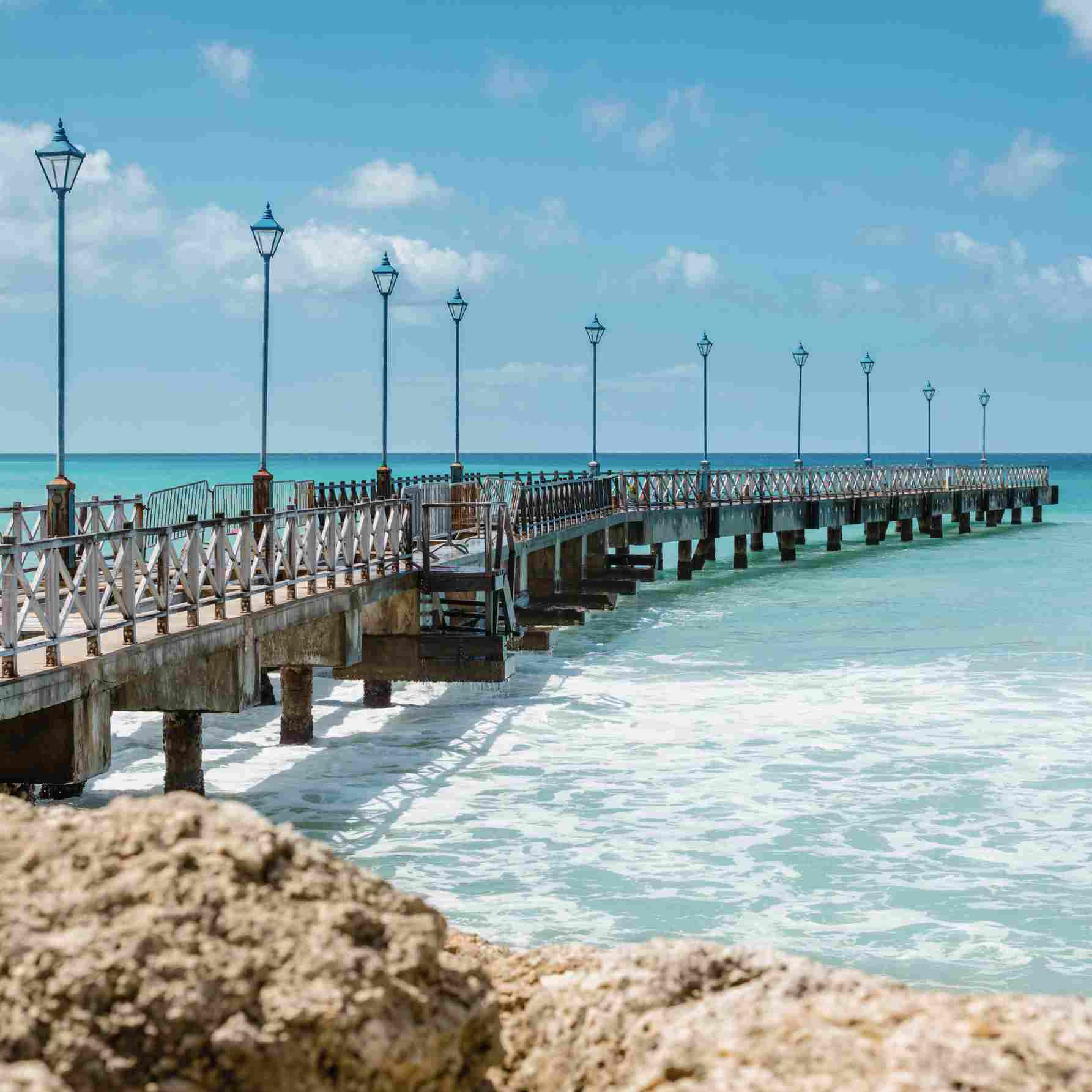 Speightstown pier stretching into the turquoise Caribbean sea