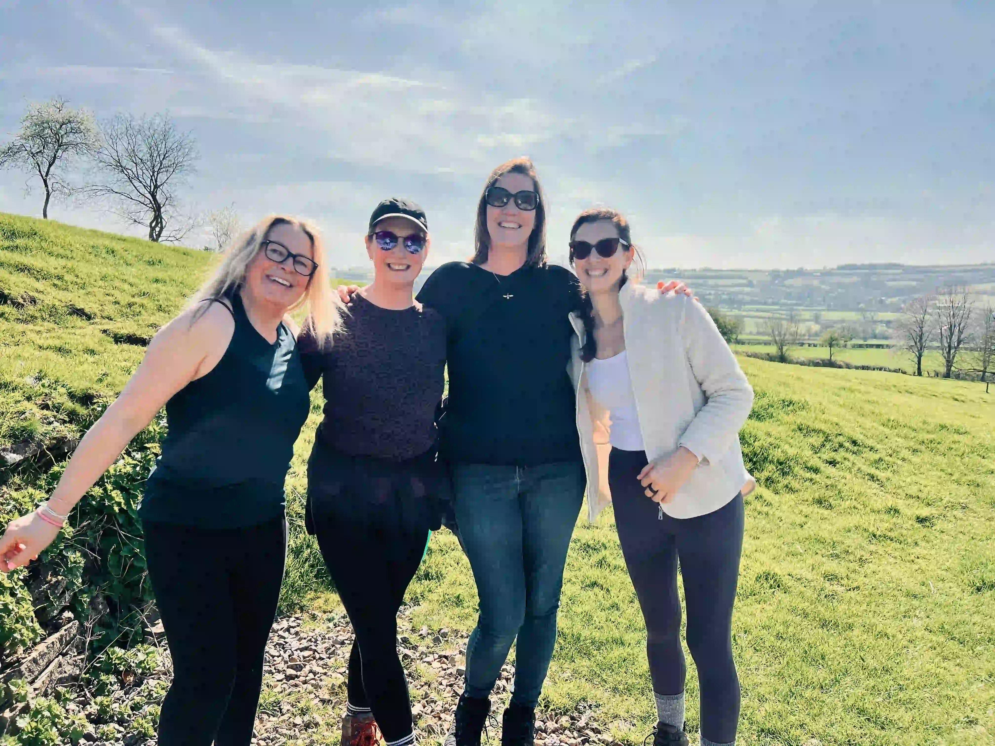 Friends relaxing and connecting together on the Cotswolds weekend retreat