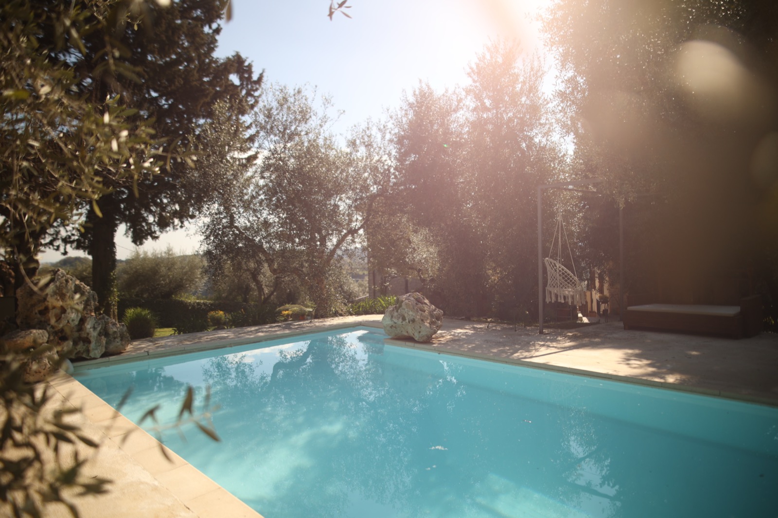 Luxury villa pool with panoramic views of Umbrian hills